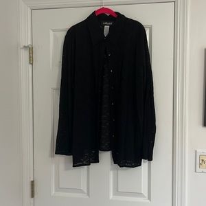 Black lace button front blouse